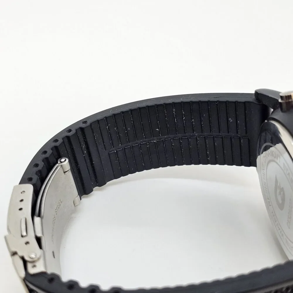 Men CX2 Croton Sport Black Tone Silicone Analog Digital Watch 46MM New Batteries